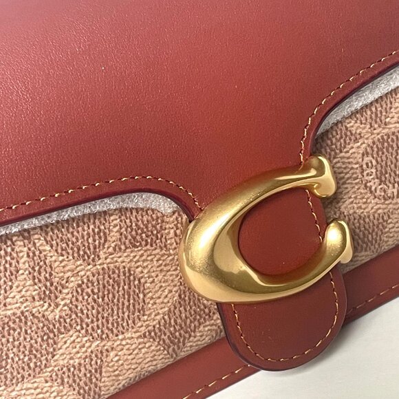 Coach Tabby Chain Clutch Signature Canvas Rust Tan CE774 Chain Crossbody ORGPKG - Picture 5 of 11